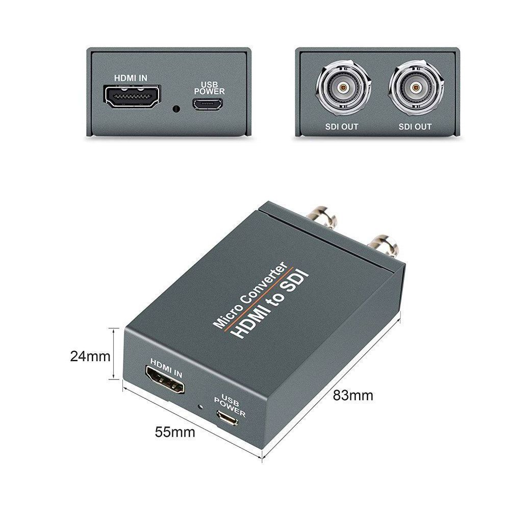 Micro SDI to HDMI + SDI Mini 3G HD Loopout Video Micro Converter With USB Power Adapter HDMI Switcher to SDI for Camera