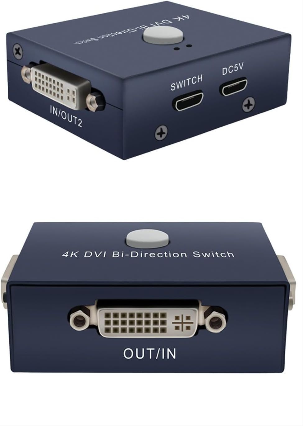 4K DVI Switch 2x1 DVI Splitter 3D 1x2 DVI Compatible Bi-Direction Audio Switch Splitter Video Selector Converter