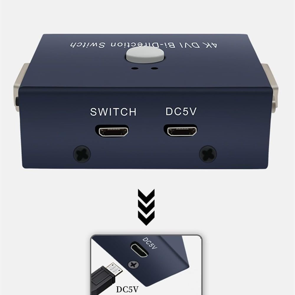 4K DVI Switch 2x1 DVI Splitter 3D 1x2 DVI Compatible Bi-Direction Audio Switch Splitter Video Selector Converter