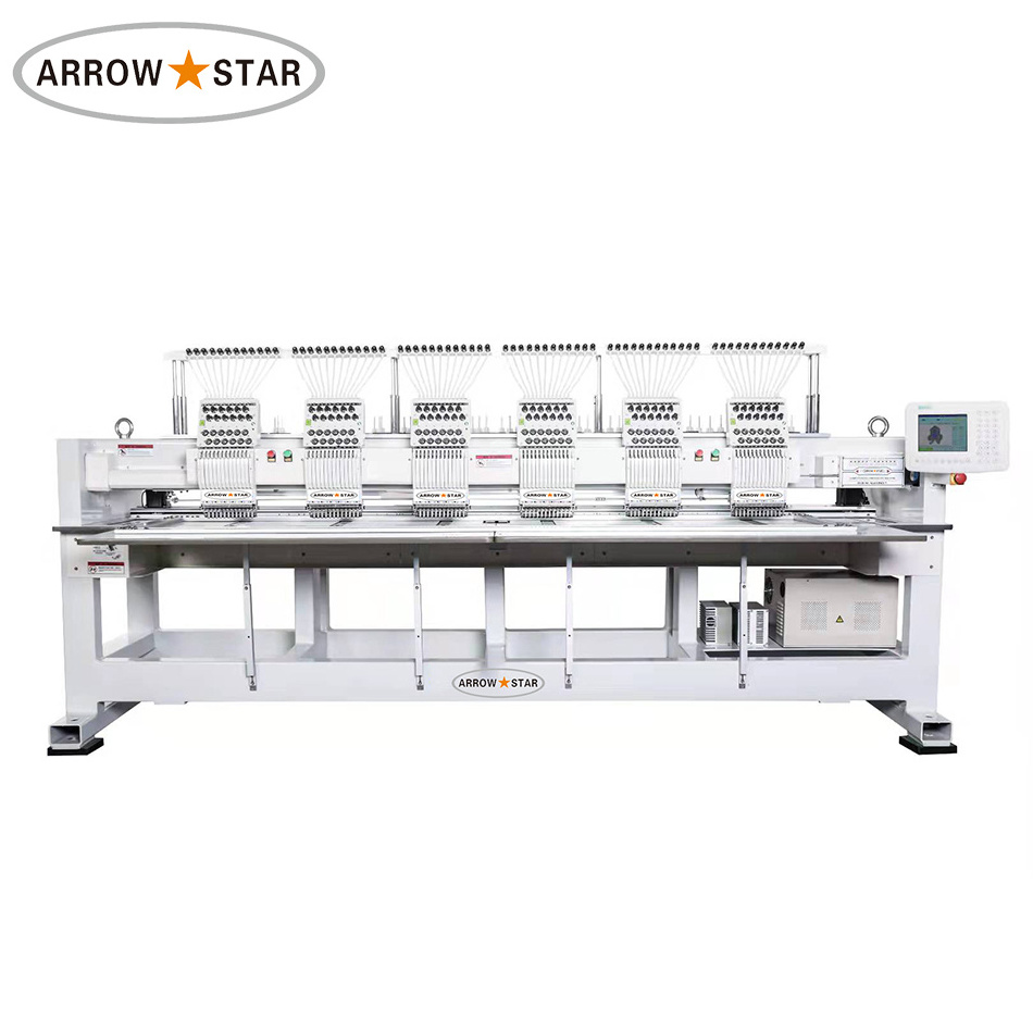 Computer  6 heads embroidery machine with T shirt cap flat embroidery function