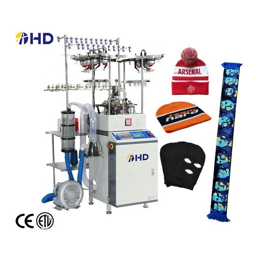 HD brand high speed circular jacquard scarf beanie cap hat knitting machine in China