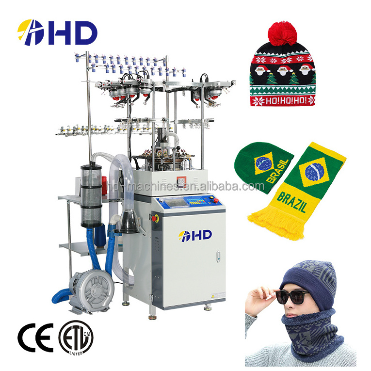 HD brand high speed circular jacquard scarf beanie cap hat knitting machine in China