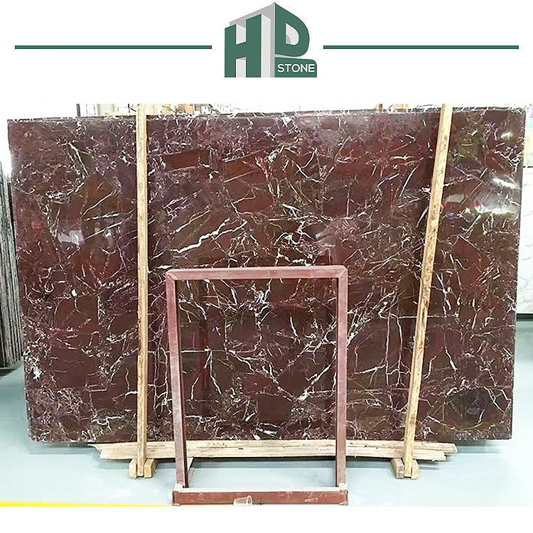 real marble slab purplish red marble for countertops and ground walls kitchen