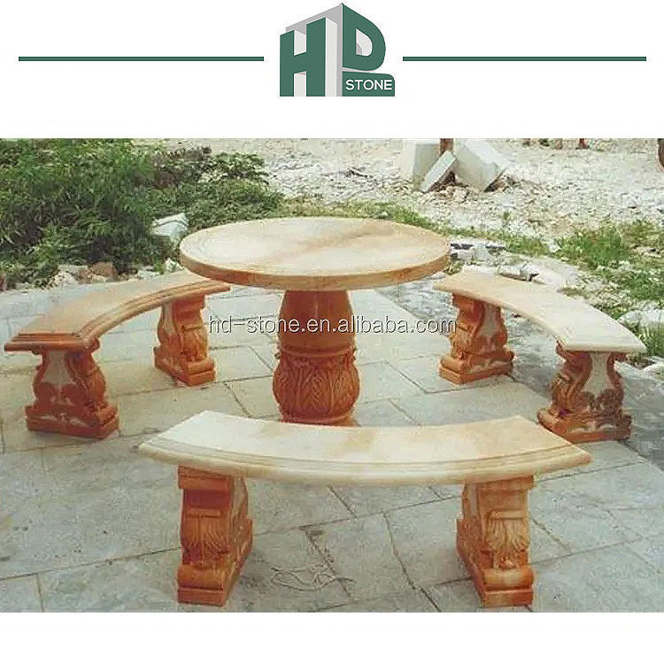 Outdoor Bench Stone Table Seat Hand Carved Marble Table Bench Seat Garden Park Marble Benches