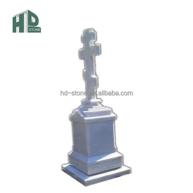 High Quality Customized White Marble Cross Tombstone White Marble Tombstone