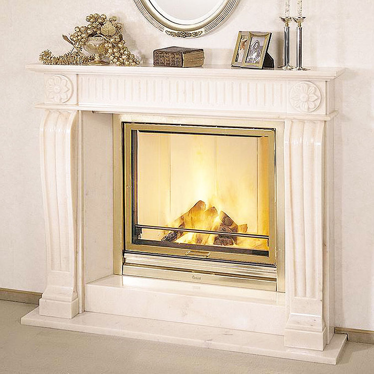 Modern Design Hand Carved Natural Stone White Lilac Marble Wall Calacatta Viola Marble Fireplace Surround Mantle