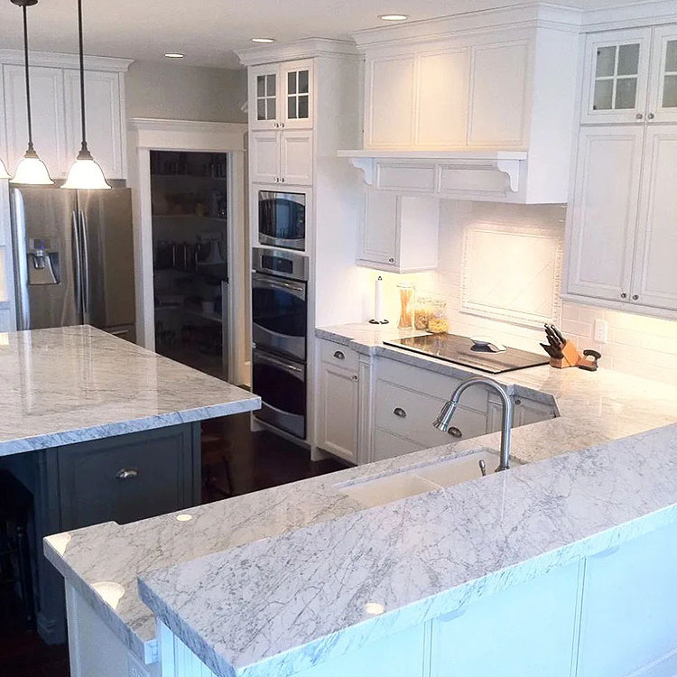 Cut-to-Size Kitchen Carrara White Calacatta Vanity Marble Countertop with Grey Veins