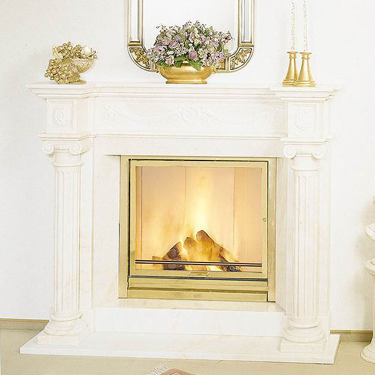 Modern Design Hand Carved Natural Stone White Lilac Marble Wall Calacatta Viola Marble Fireplace Surround Mantle