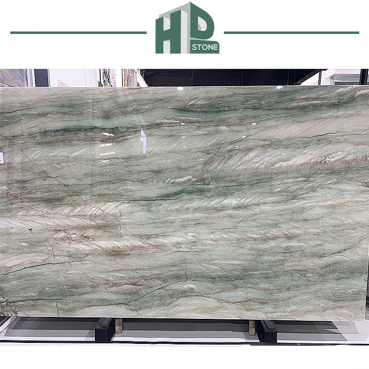 Luxury Light Green Emerald Stone Qurtzite Slabs Emerald Flooring Marble From Brazil for Background Wall