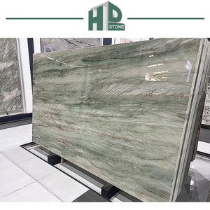 Luxury Light Green Emerald Stone Qurtzite Slabs Emerald Flooring Marble From Brazil for Background Wall