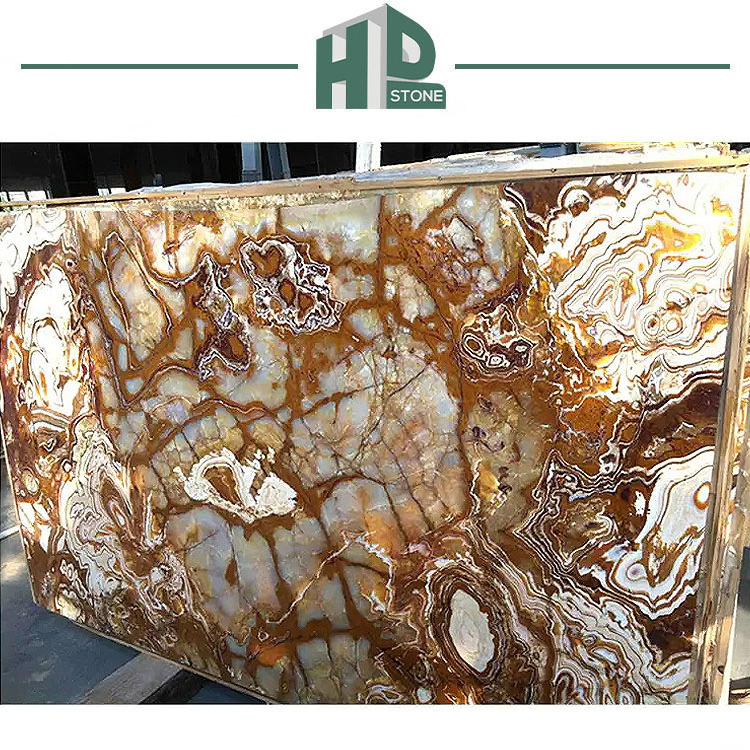 Popular Brown Onyx Tiles Polished Marble Onyx m2 Price China Onyx for Decoration