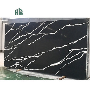 White Vein Black Artificial Quartz Stone Slab for Kitchen Island Countertop