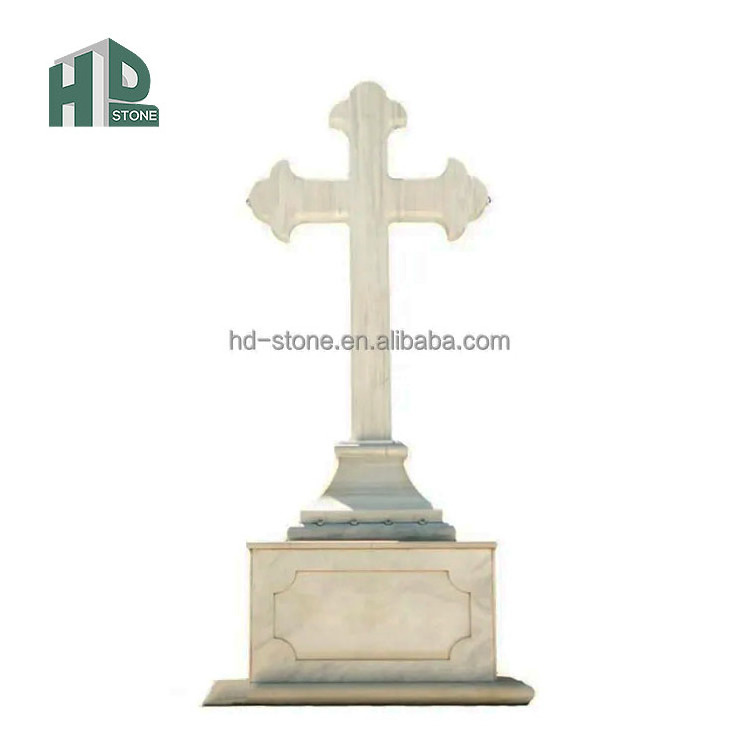 High Quality Customized White Marble Cross Tombstone White Marble Tombstone