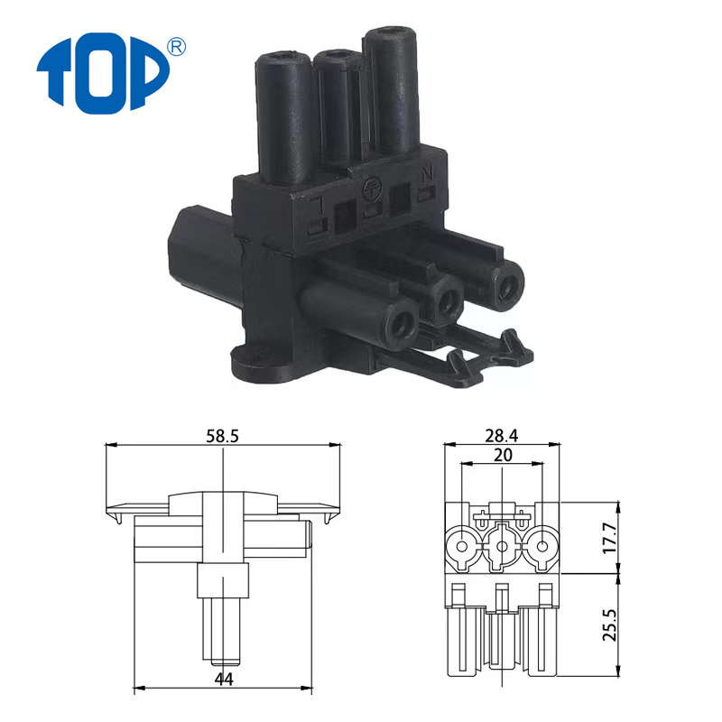 3 Pole  Wire to Wire Connector H Splitter with 1 input 5 output Cable Connector for Lighting