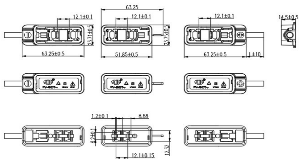 TOP Hengda TUV Approved1500V 30A IP68 waterproof 30cm cable split solar panel  junction box for PV-module