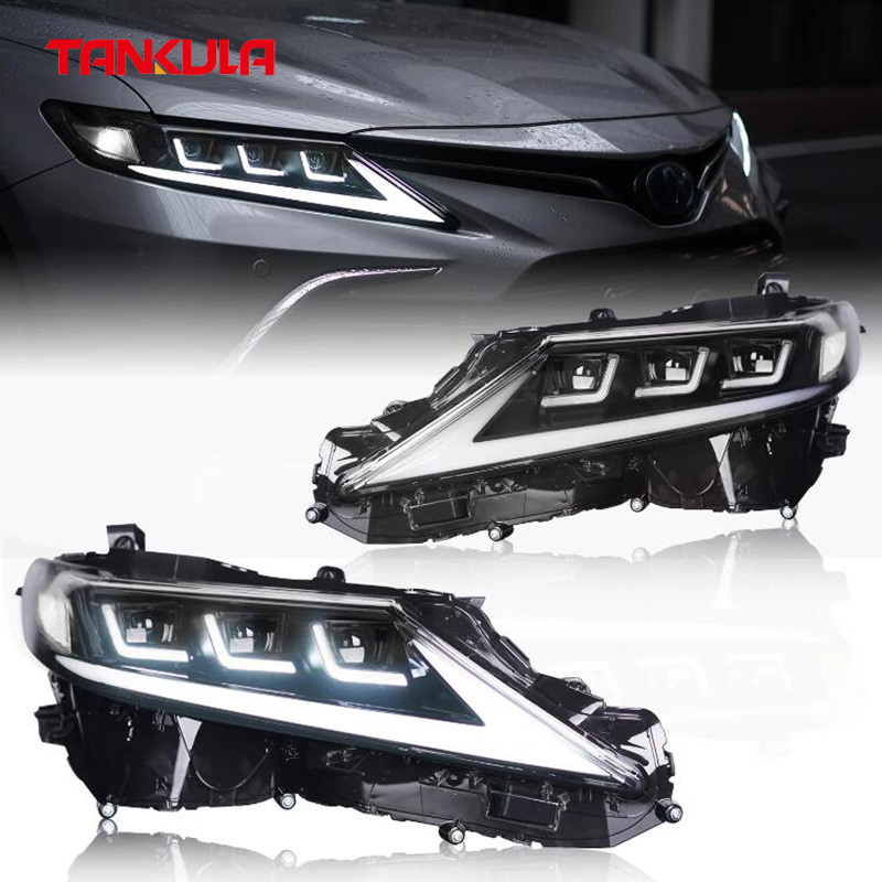 Auto Lighting System Car Front Projector Modified 3 Eyes Headlamp LED Headlights For Toyota Camry 2018 2019 2020