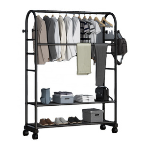 HDANI Custom Movable metal Coat racks Heavy Duty Garment Hat Stand Clothes Hanger Rack with wheels