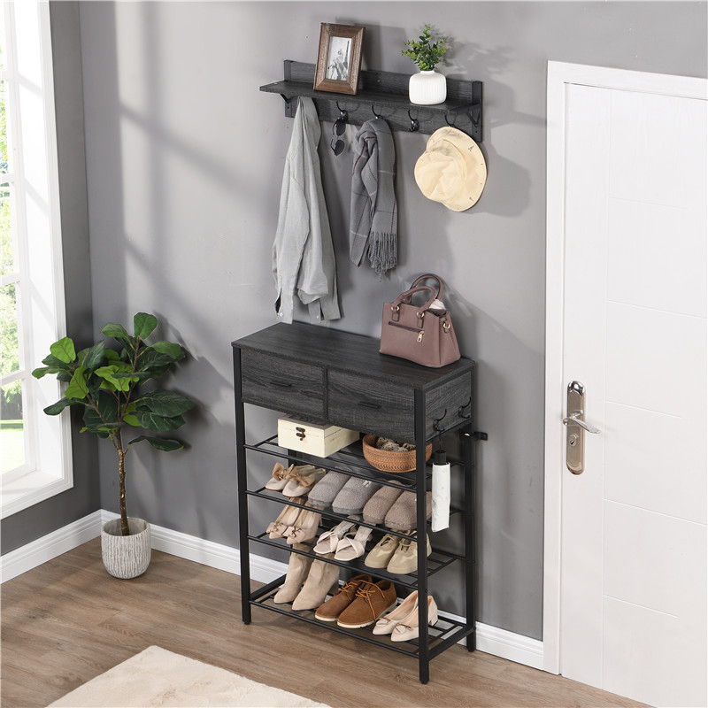 HDANI 4 layer shoe rack expandable steel-wood storage shoe rack