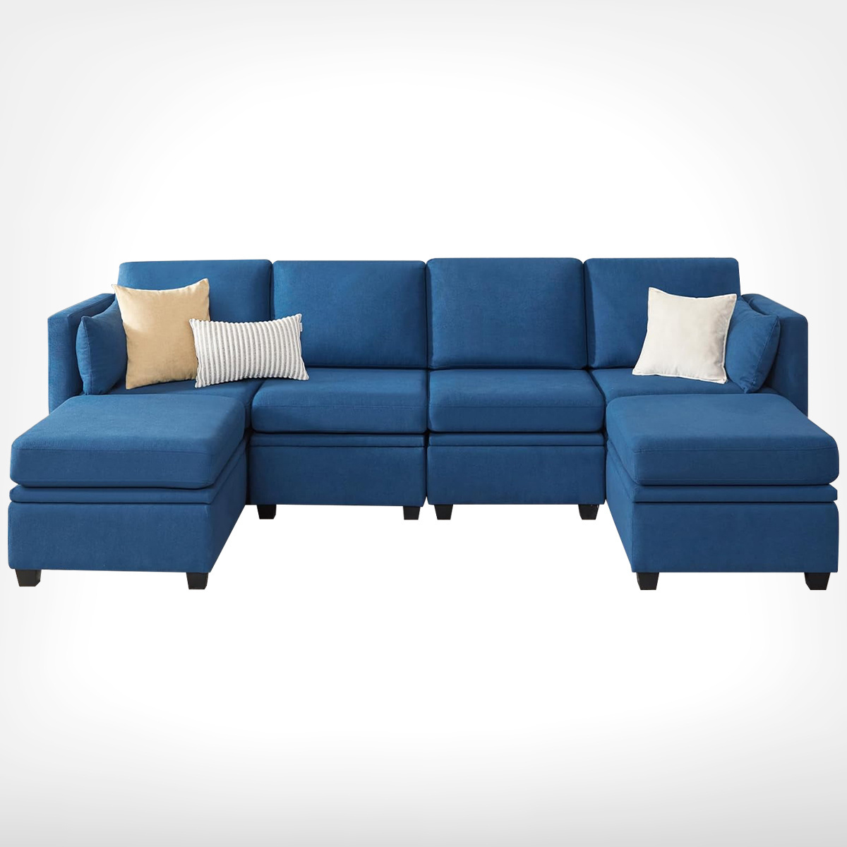 Convertible Sectional Sofa Couch 4 Seat Sofa Set for Living Room U-Shaped Modern Fabric Sleeper with Double Chaise & Memory Foam