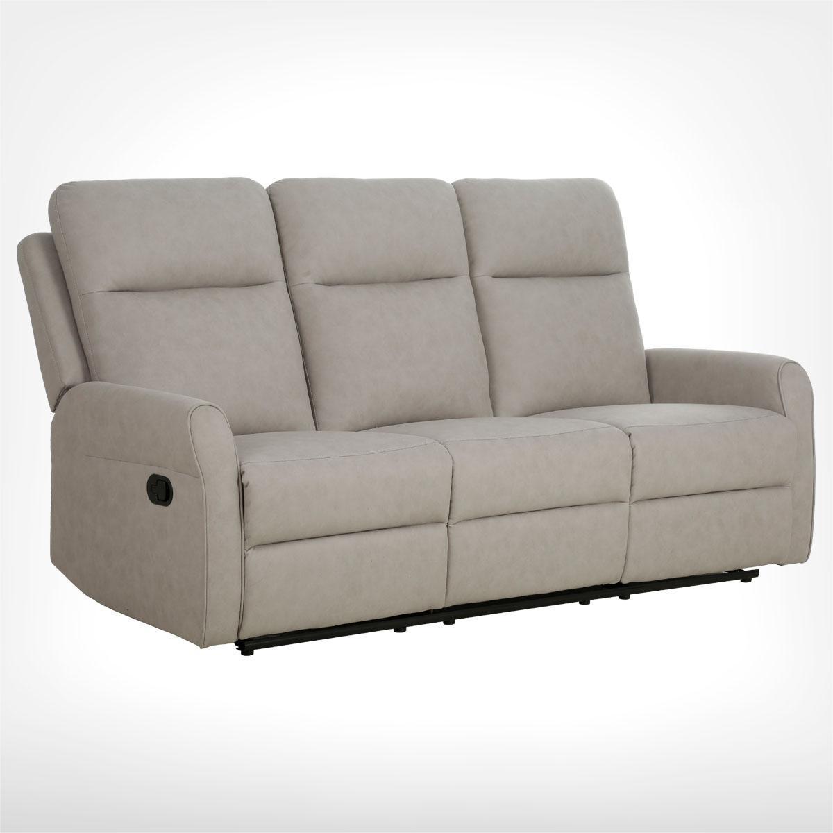 3-Seat Suede Leather Fabric Recliner Chair Reclining Chair Manual Recliner Sofa for Livingroom Furniture