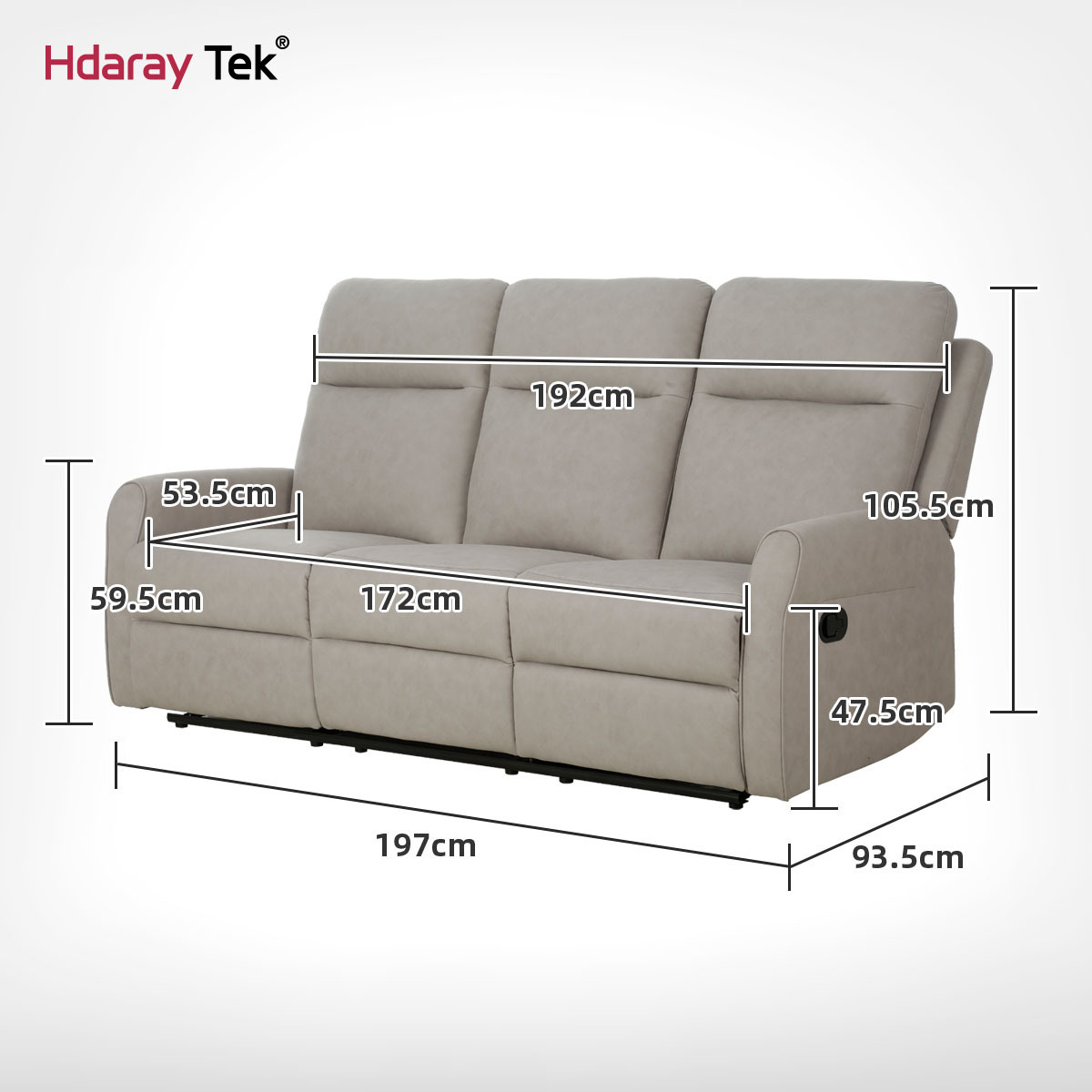 3-Seat Suede Leather Fabric Recliner Chair Reclining Chair Manual Recliner Sofa for Livingroom Furniture