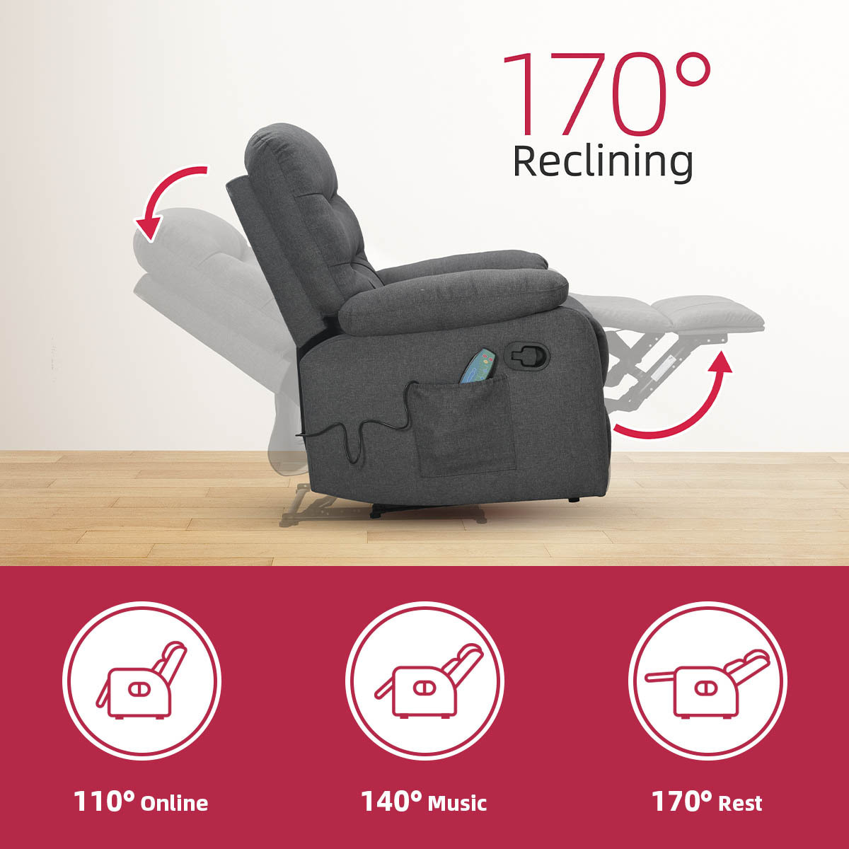 Hot Sale OEM ODM Vibrating Massage Recliner Chairs Fabric Recliner Sofa for Theater Spa Livingroom  Furniture