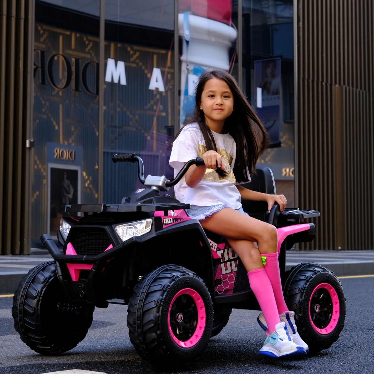 12V Kids Ride-on Electric ATV, 4-wheeler Quad Car Toy W/bluetooth Audio, Treaded Tires, LED Headlights, Radio,3.7mph Max Speed