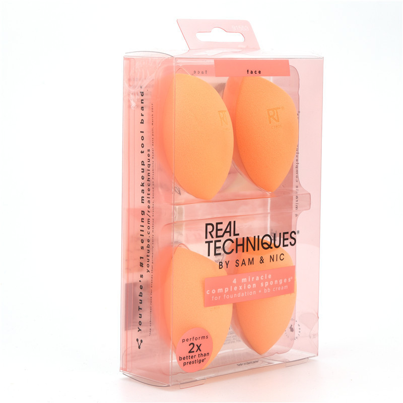 Custom Acetate Packaging Make Up Sponge Box With Hanger Clear Plastic Box