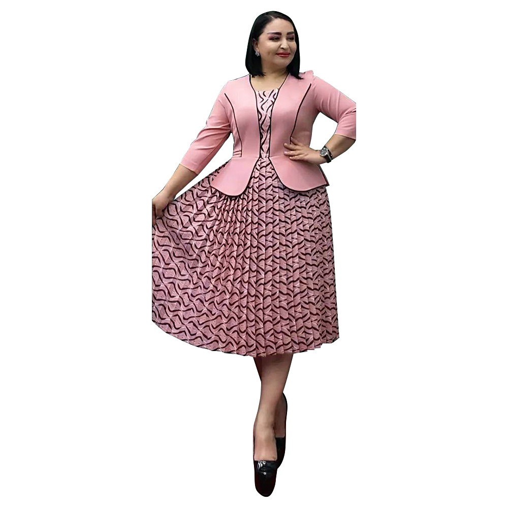 H & D New Style African Turkey Women Plus Size Office Wear One Piece Office Dress