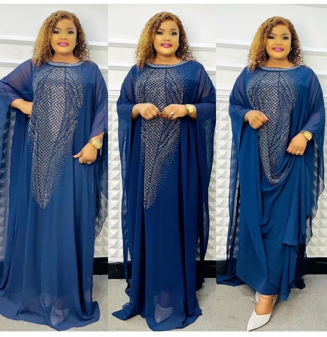 H & D African Lace Dresses Maxi Dresses For Woman Abaya Dubai African Women'S Loose Robe Maxi Kaftan Dress