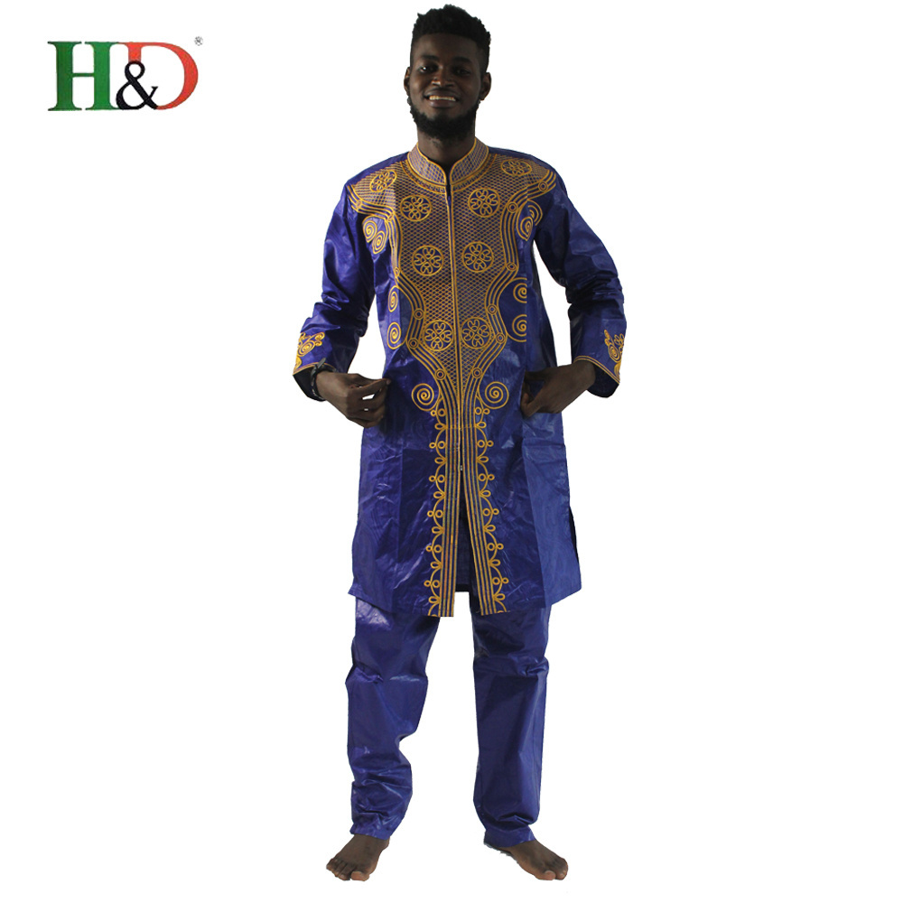 H & D Factory Price Dashiki Shirts Clothing for Men Textiles Bazin African Men's Clothing