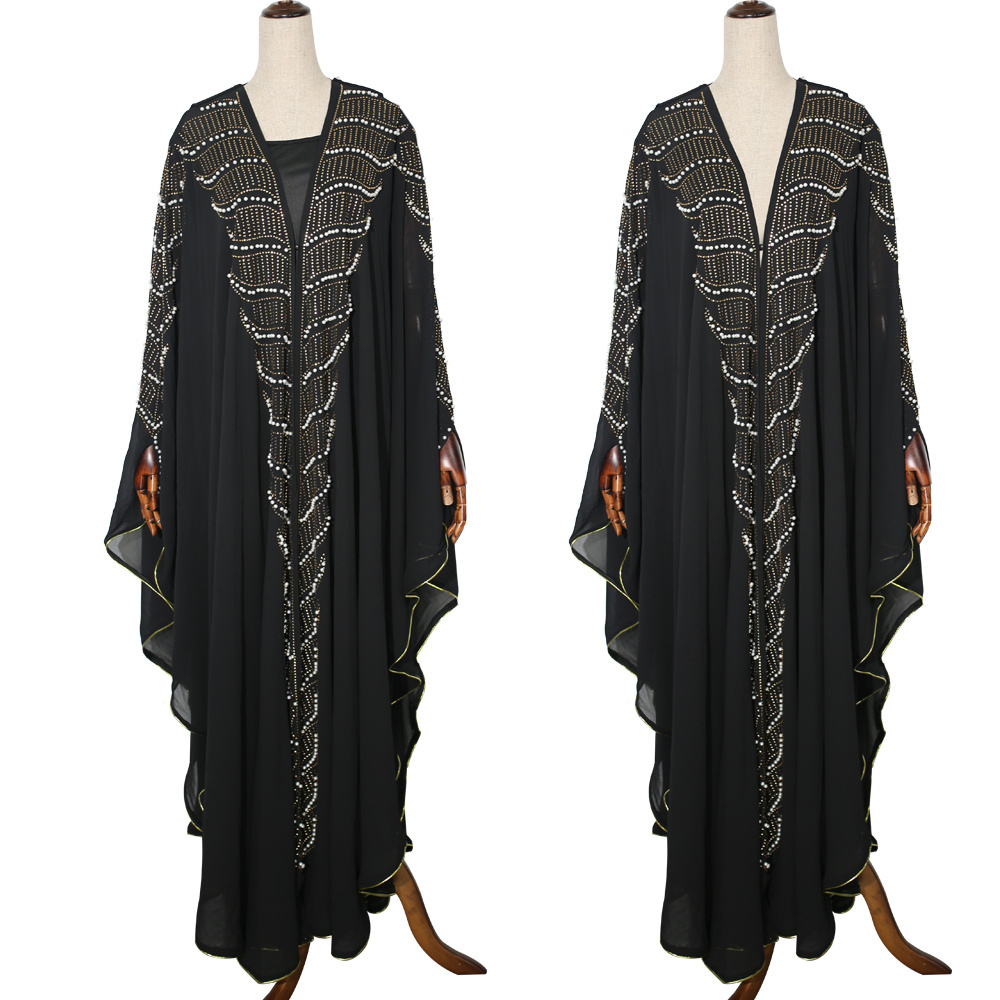 H & D New Model African Chiffon Clothing With Bead Design Pakistan Abaya For Women Fashion Muslim Dress