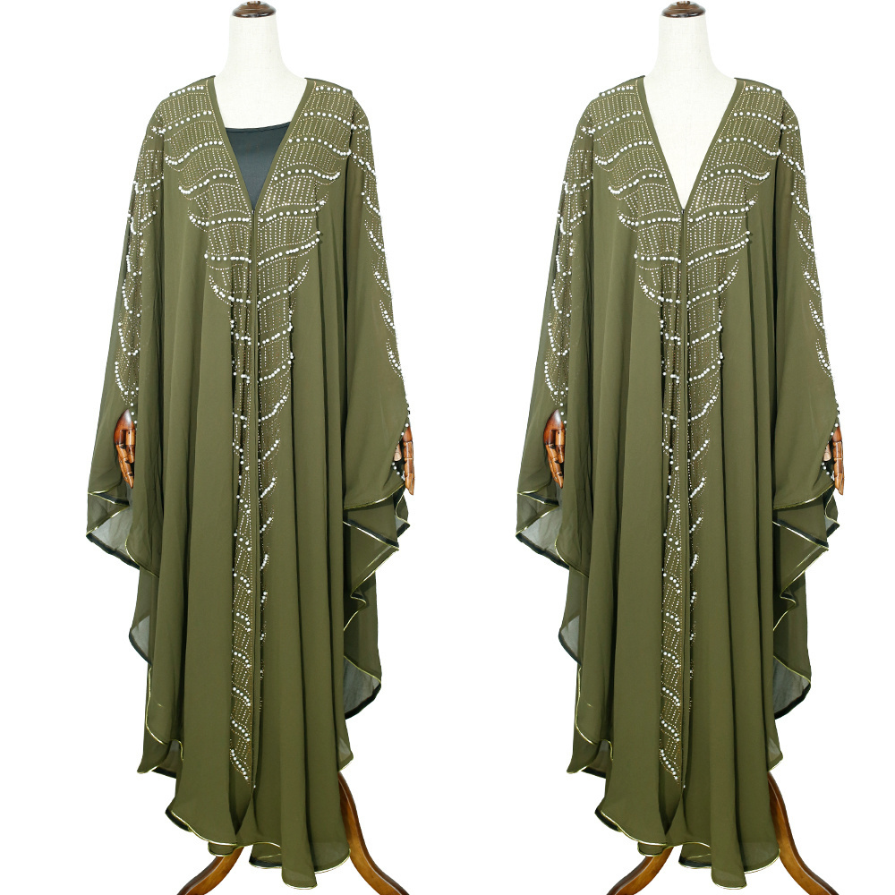 H & D New Model African Chiffon Clothing With Bead Design Pakistan Abaya For Women Fashion Muslim Dress