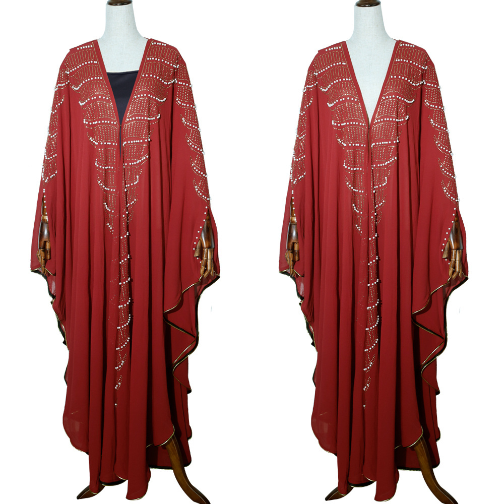 H & D New Model African Chiffon Clothing With Bead Design Pakistan Abaya For Women Fashion Muslim Dress