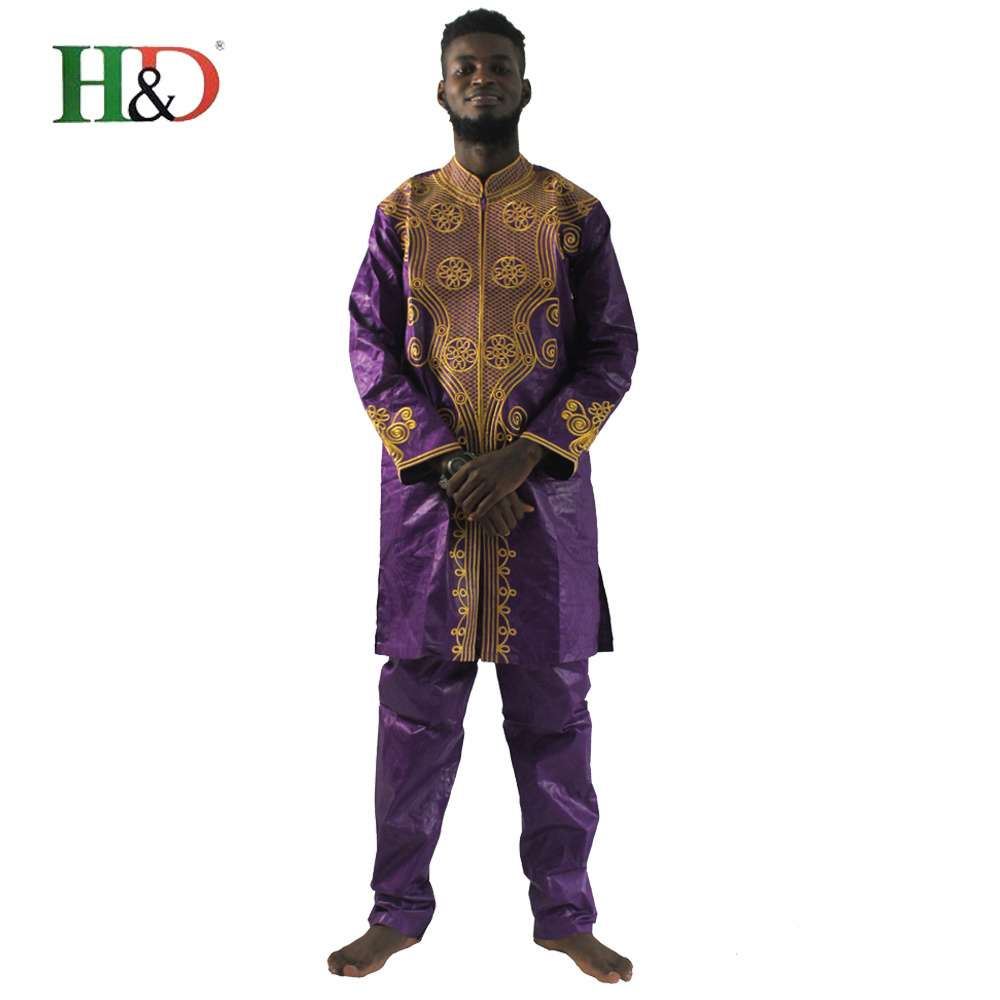 H & D Factory Price Dashiki Shirts Clothing for Men Textiles Bazin African Men's Clothing