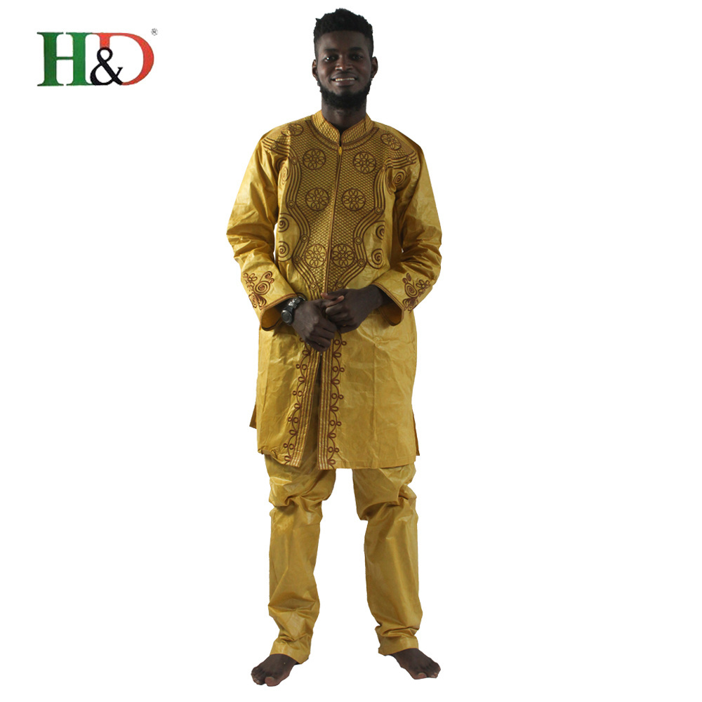 H & D Factory Price Dashiki Shirts Clothing for Men Textiles Bazin African Men's Clothing