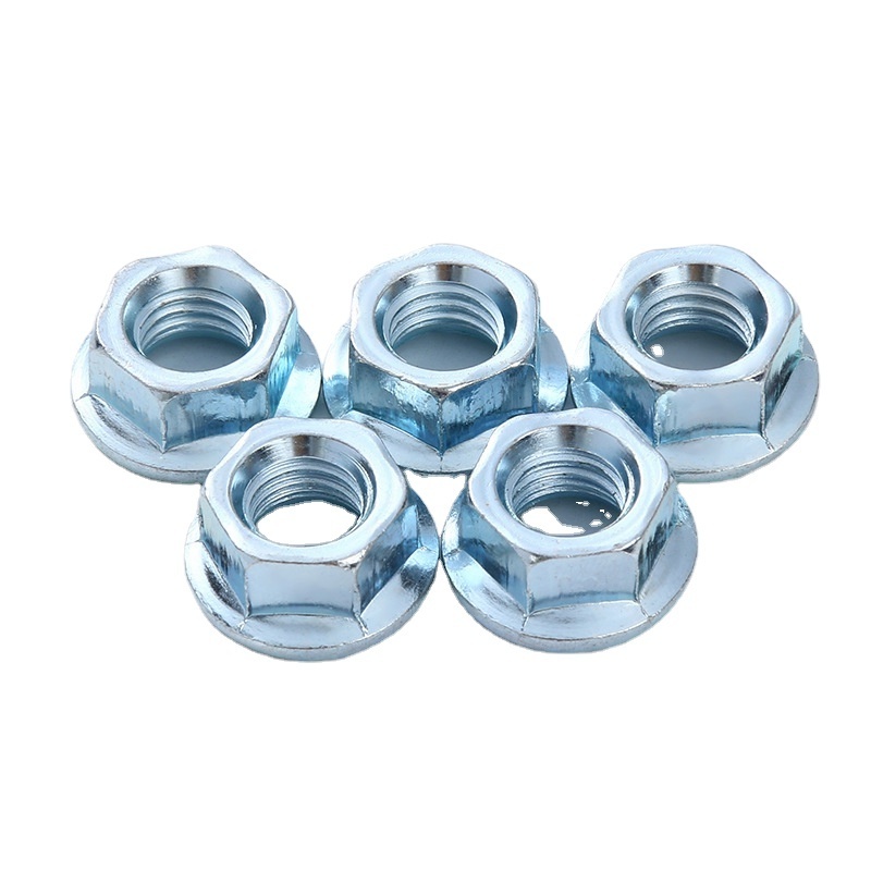 Custom M4 M5 M6 M8 M10 M12 galvanized carbon steel round Self Locking Hex Flange Nut With Serrated