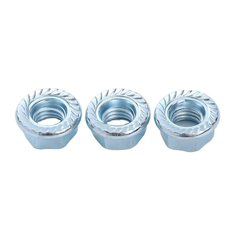 Custom M4 M5 M6 M8 M10 M12 galvanized carbon steel round Self Locking Hex Flange Nut With Serrated