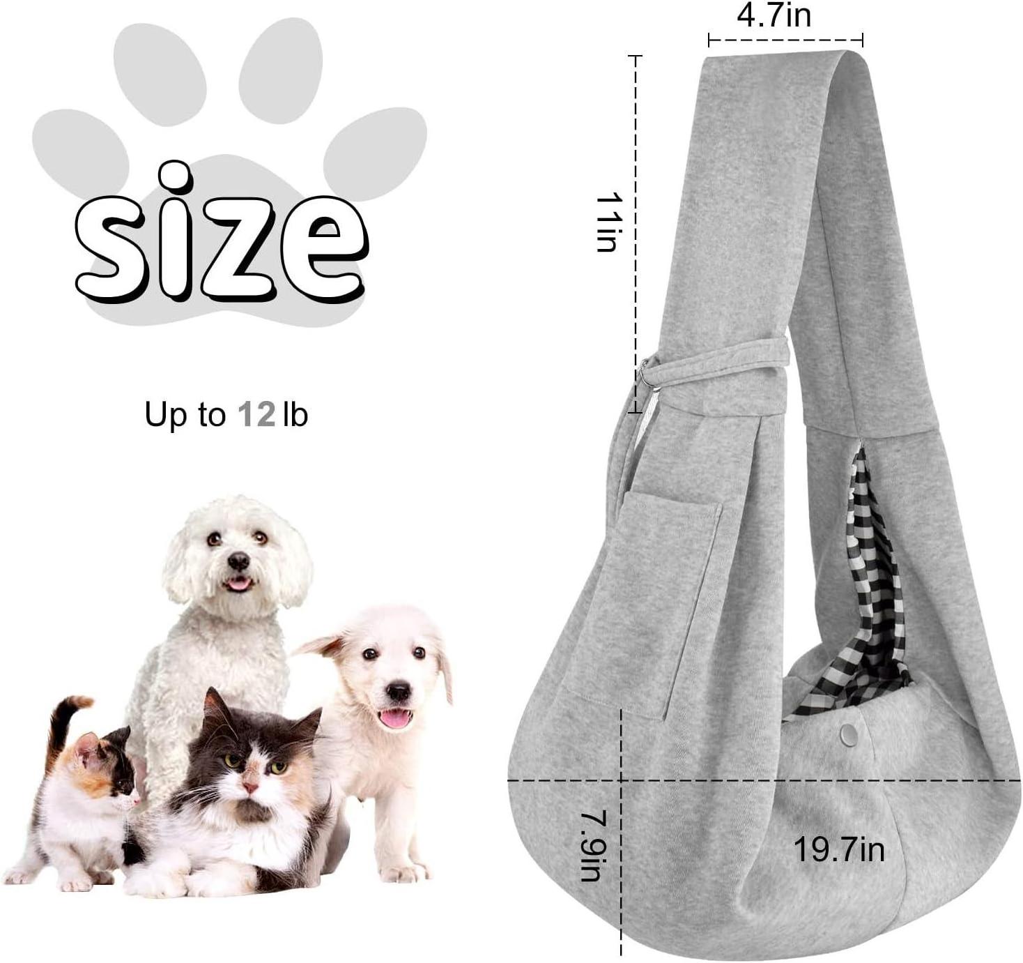 Soft Pouch Tote Design Pet Dog Cat Sling Travel Carrier Hands Free Reversible Pet Papoose Bag for Puppy Small Dogs Cats Outdoor