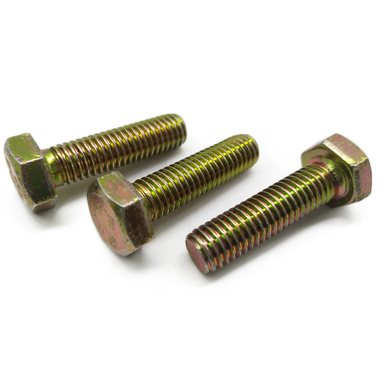 yellow colour zinc plated bolts and nuts CNC machined parts set carbon steel Q235 hexagon bolts