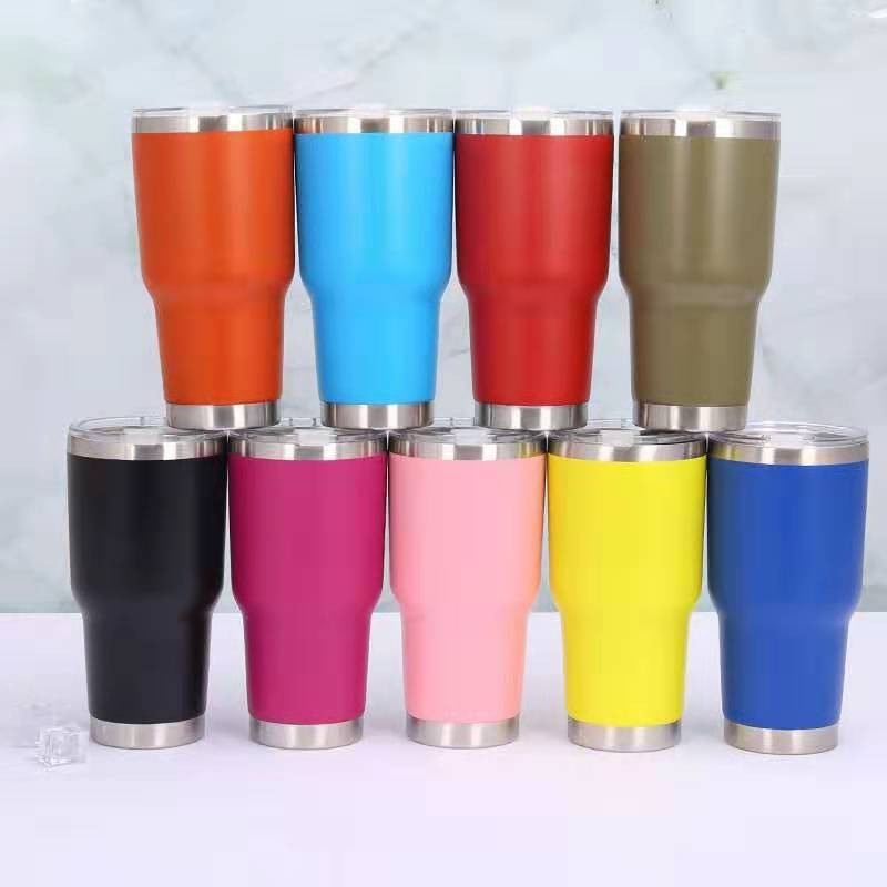 custom logo printing leak proof 30 oz powder coated stainless tumbler double walled 30oz water coffee travel mug with screw lid