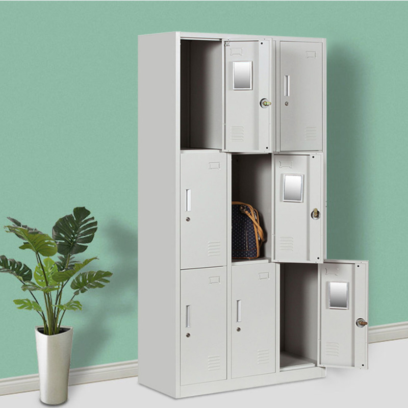 9 Door Metal Locker For Storage Bags And Clothes Steel Locker Storage Cabinet Cupboards School Gym Spa Locker