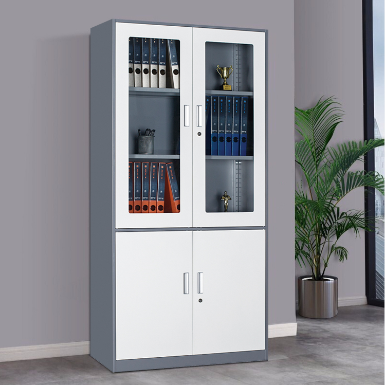 Office Furniture Factory Gray White 2 Doors Locking Metal Storage File Cabinet with Adjustable Shelves