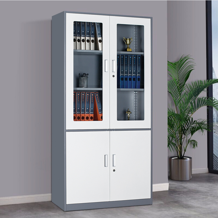 Office Furniture Factory Gray White 2 Doors Locking Metal Storage File Cabinet with Adjustable Shelves