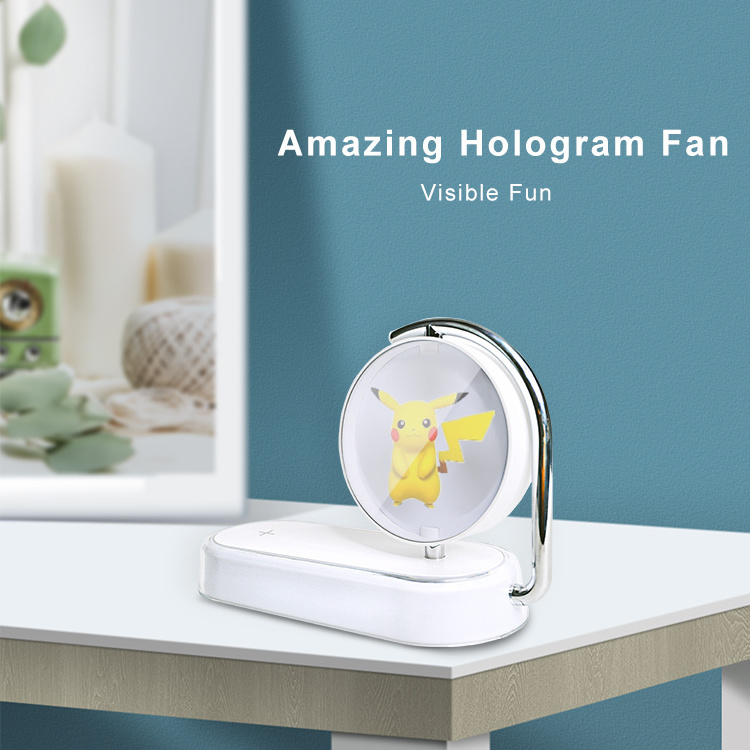 Wireless Charger Led Smart Home Night Light 3D Hologram Ventiladores Holograficos Holographic Display Holograma 3D Hologram Fan