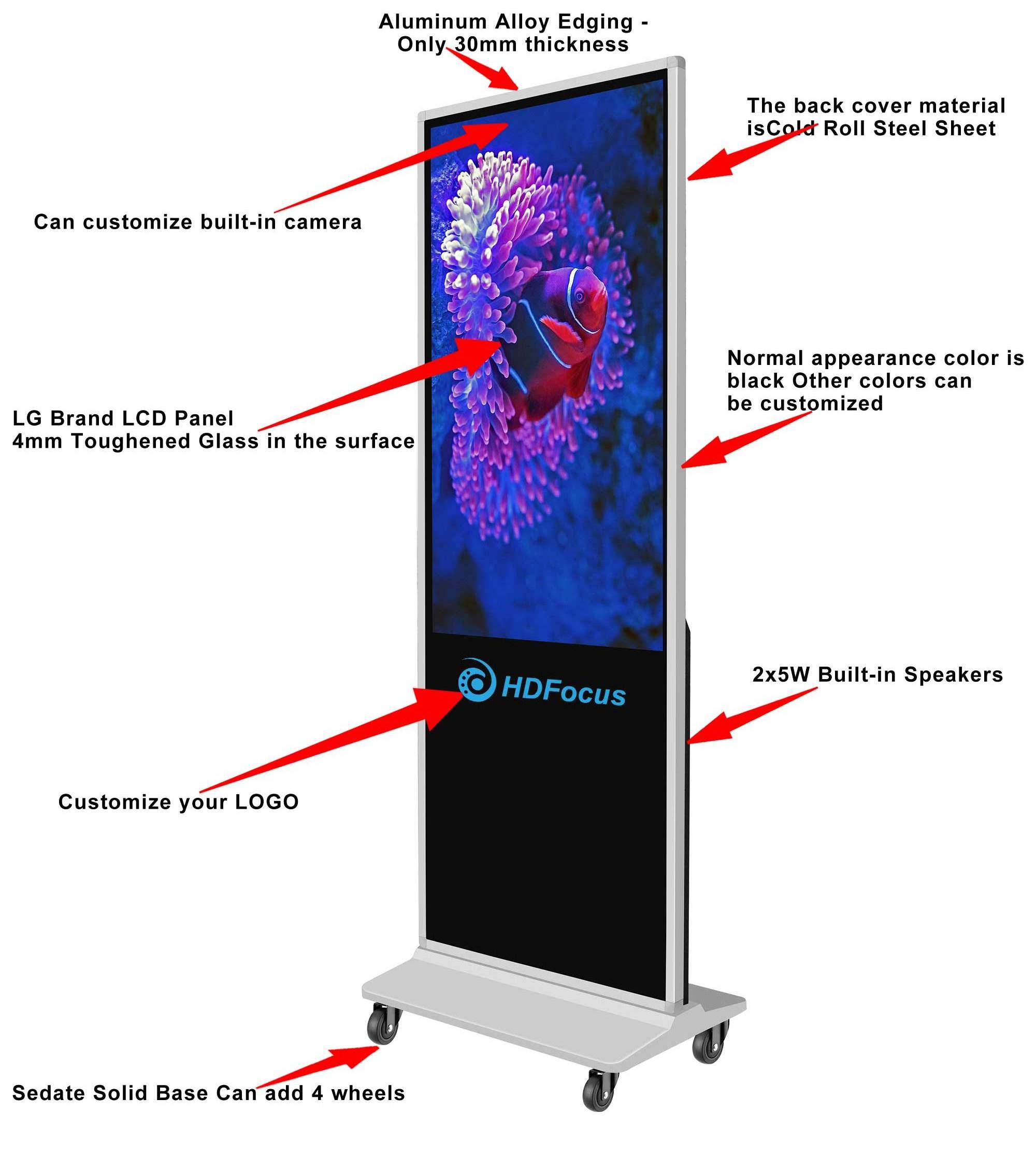 49 Inch Indoor Wifi Advertising Free Standing Mobile Displays Bank Multi Touch Screen Kiosk