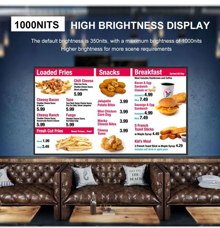 4k Indoor Digital Signage Display Menu Boards For Retail Stores Hospital Hotel High Brightness Shop Indoor LCD Display