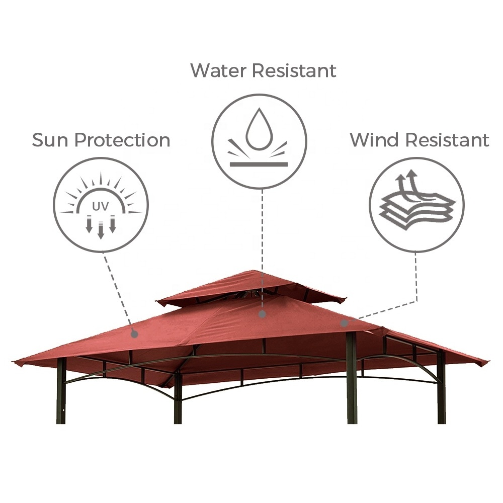 Haideng Waterproof Bbq Gazebo Cover Grill Canopy Replacement with Two Tiers for Patio