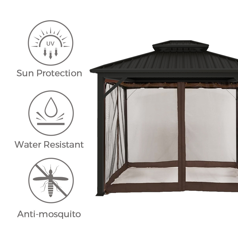 Haideng Nylon Mesh Walls Gazebo Replacement Mosquito Netting 10x10 Waterproof for Canopy