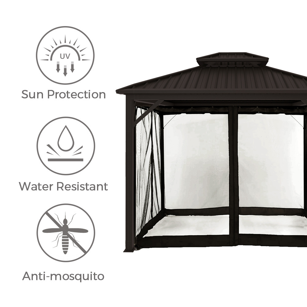 Haideng Universal Replacement Screen Mosquito Netting 4 Side Panels with Zippers for 10x12 Gazebo